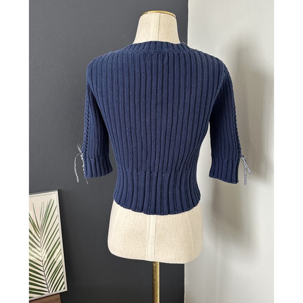 Vintage Guess Knit Button Cardigan Bow Ribbons Cottage Core Preppy 90s Y2K - Picture 10 of 10